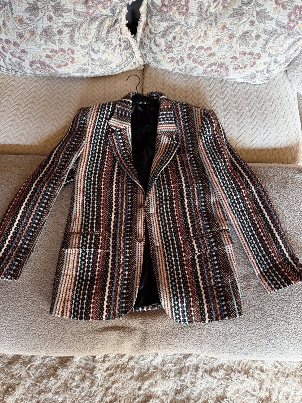 Perte d'Ego Le Trinidad Tides Textured Stripe Blazer Blue Terracotta (NWT)